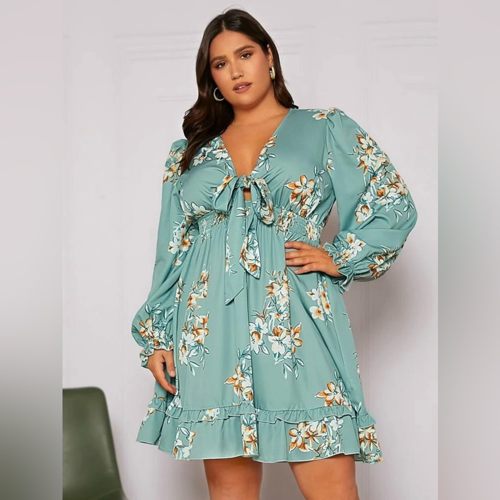 SHEIN Curve Front-Tie Dress